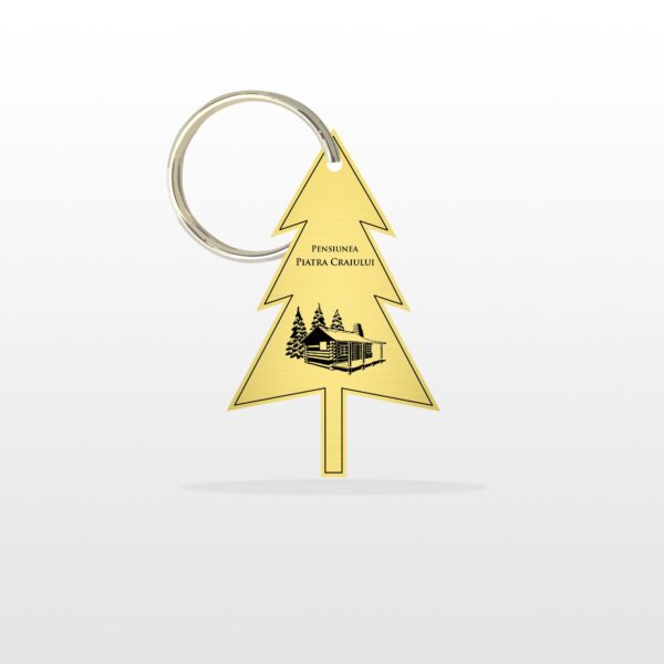 Breloc chei personalizat 6 x 4 cm, plastic ABS, gravare gratuita – Pensiune 01