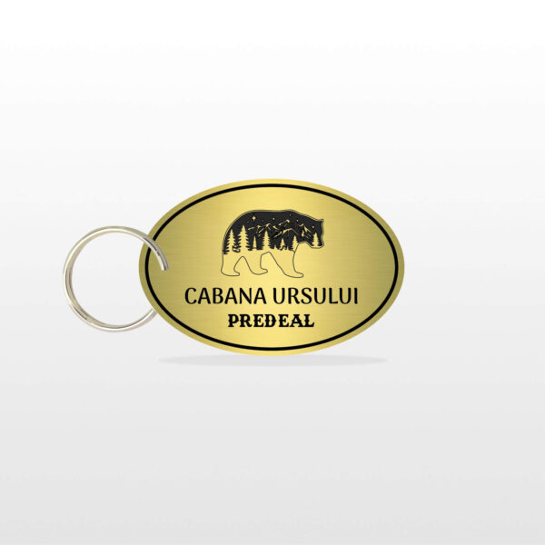 Breloc chei personalizat 6 x 4 cm, plastic ABS, gravare gratuita – Cabana 02