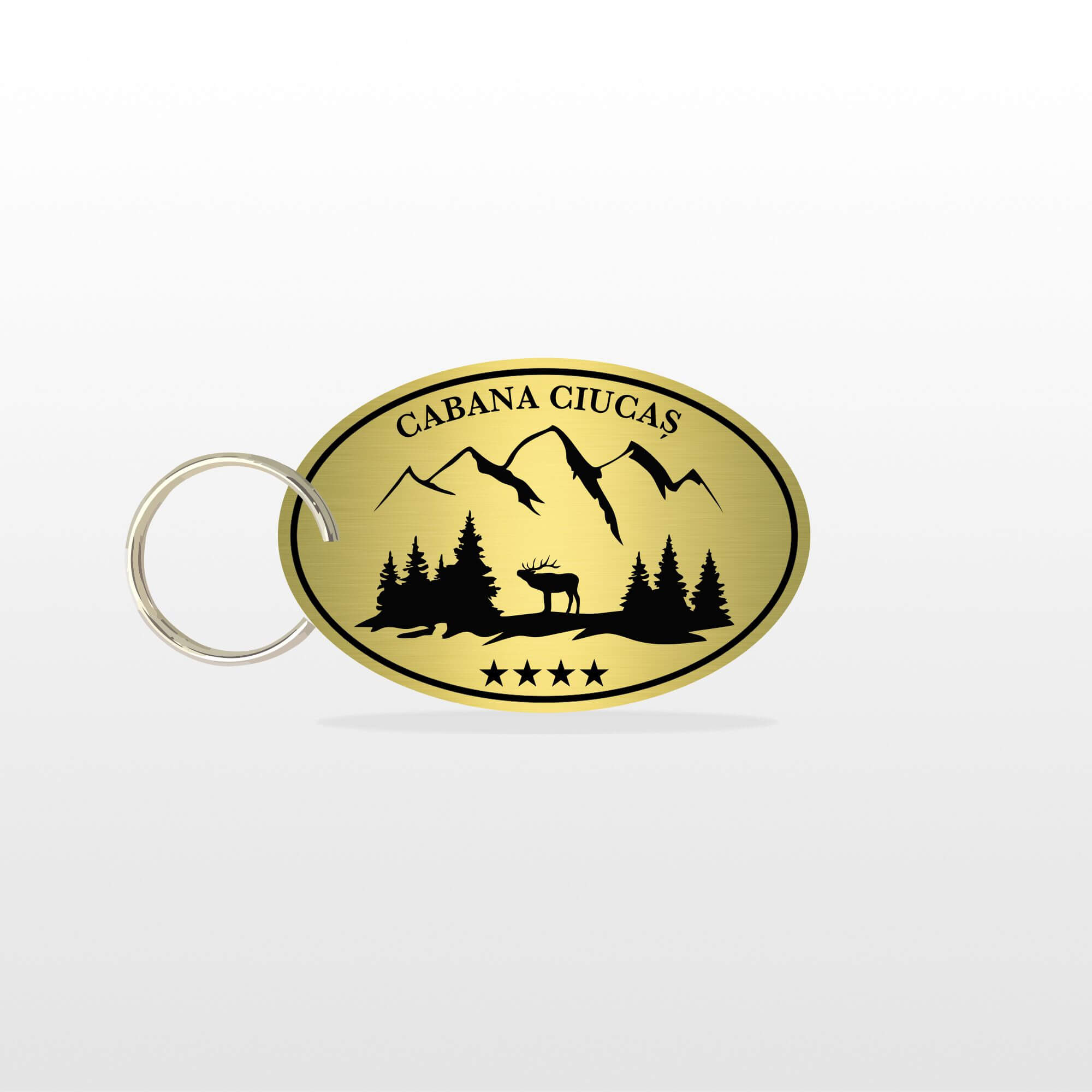 Breloc chei personalizat 6 x 4 cm, plastic ABS, gravare gratuita – Cabana 03 Breloc chei personalizat 6 x 4 cm, plastic ABS, gravare gratuita – Cabana 03