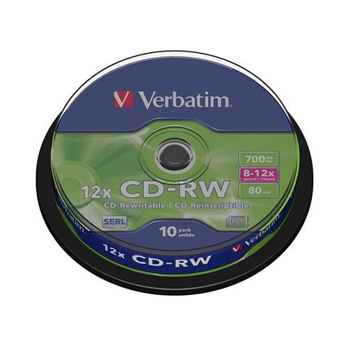 CD-RW Verbatim, 12x, 700mb, buc/bulk