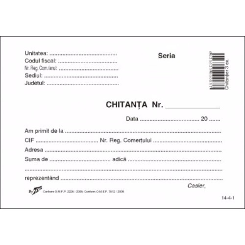 Chitantier autocopiativ in 3 exemplare