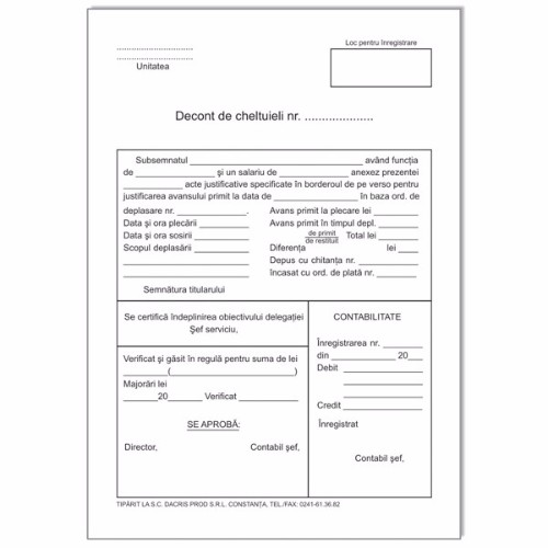 Decont cheltuieli A5, fata verso
