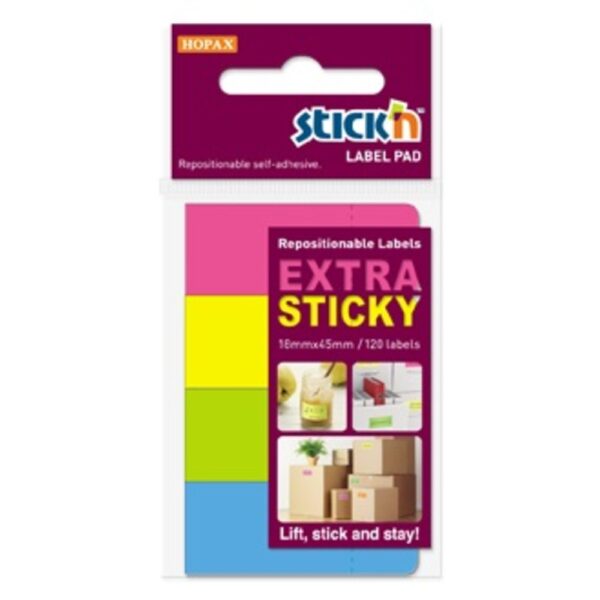 Etichete autoadezive 18 x 44 mm, 4 x 120 etichete/set Stick”n Extra sticky label – neon asortate