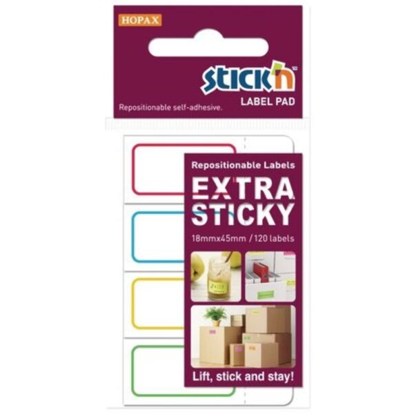 Etichete autoadezive 18 x 44 mm, 4 x 30 etichete/set Stick”n Extra sticky label – albe-chenar color