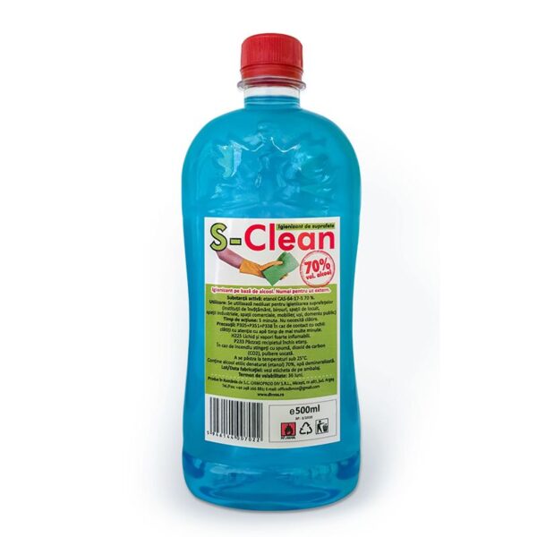 Igienizant de suprafete pe baza de alcool vol. 70%, S-Clean, 500 ml