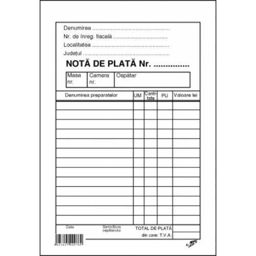 Nota de plata ospatar cu perfor