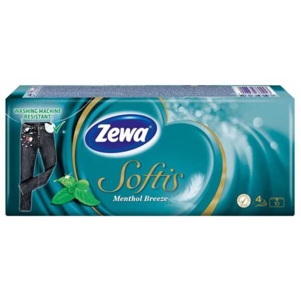 Batiste nazale Zewa Softis Mentol, 4 straturi, 10 pachete/set