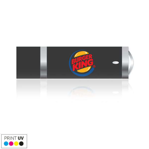 USB Stick plastic 16 GB, negru, personalizare POLICROMIE
