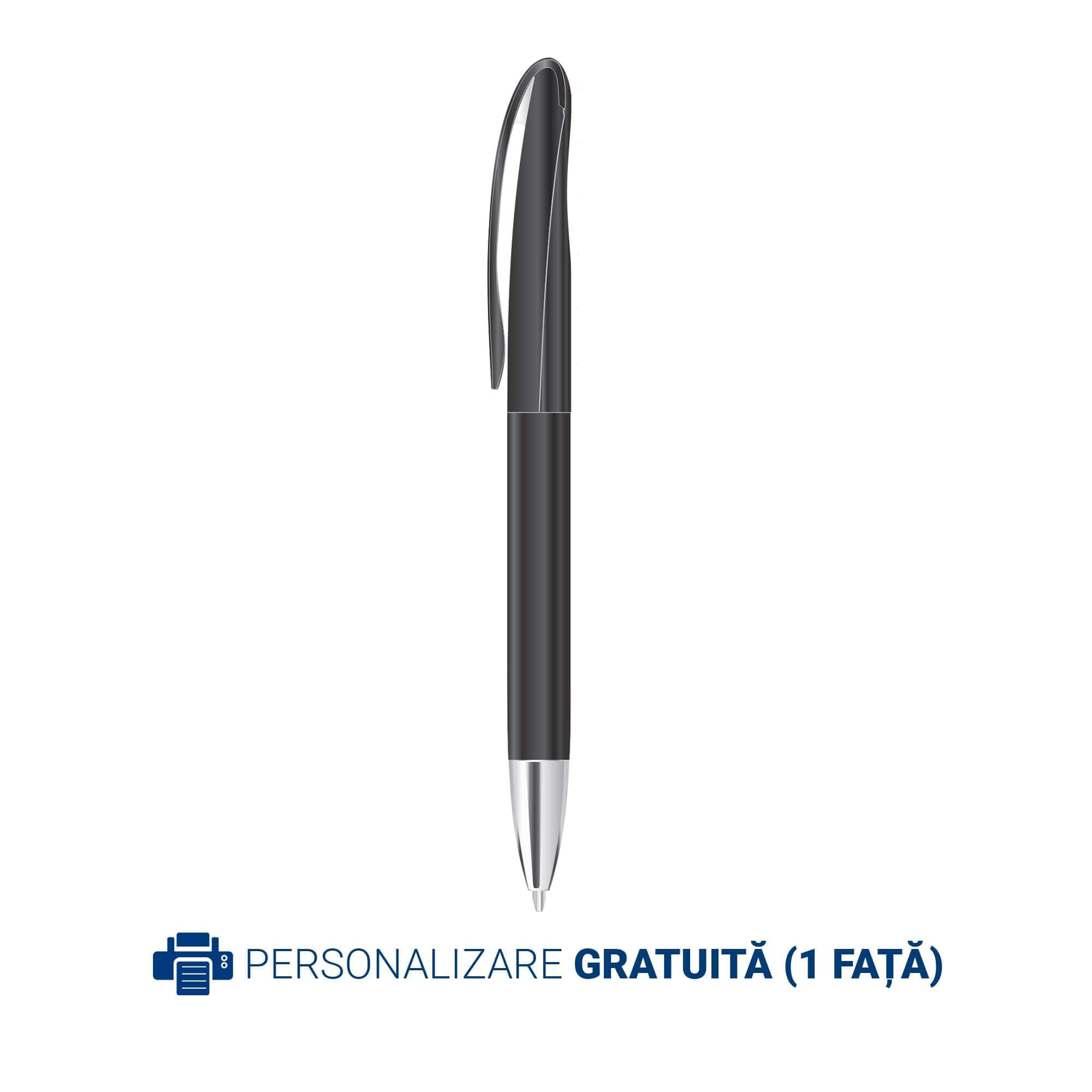 Pix din plastic negru, personalizat gratuit – INES BLACK Pix din plastic negru, personalizat gratuit – INES BLACK