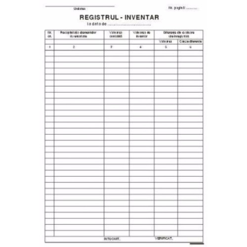 Registru inventar A4