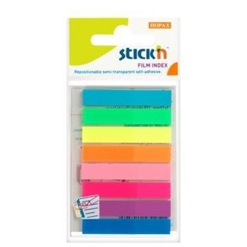 Stick index plastic transparent color 45 x 8 mm, Stickn – 8 culori neon