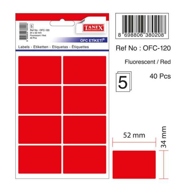 Etichete autoadezive color, 34 x 52 mm, 40 buc/set, TANEX