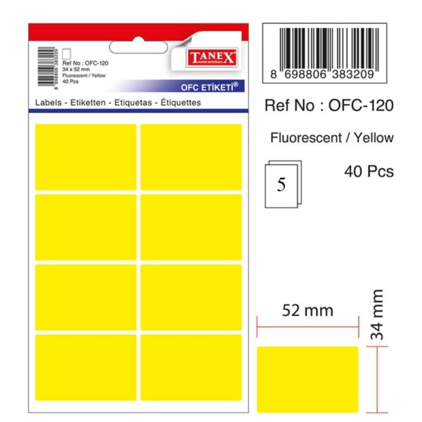 Etichete autoadezive color, 34 x 52 mm, 40 buc/set, TANEX