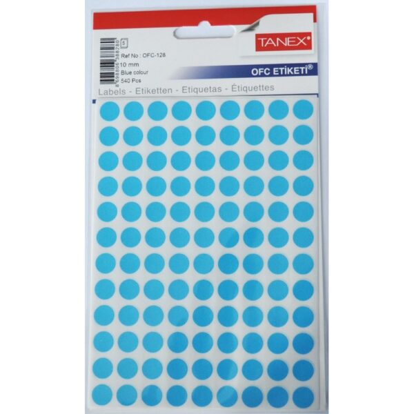Etichete autoadezive color, D10 mm, 540 buc/set, TANEX