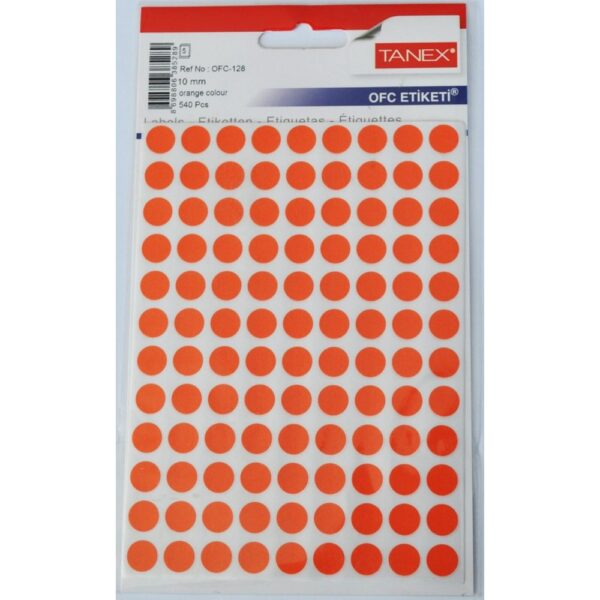 Etichete autoadezive color, D10 mm, 540 buc/set, TANEX