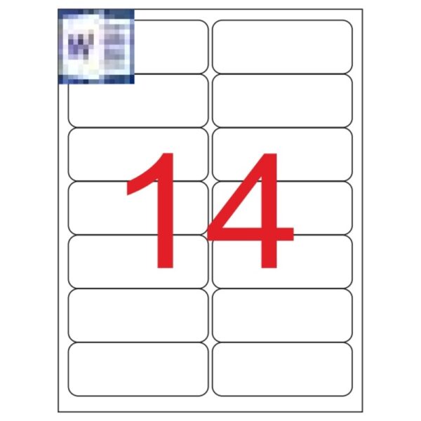 Etichete transparente autoadezive, 14/A4, 99.1 x 38.1mm, 25 coli/top, TANEX – colturi rotunjite