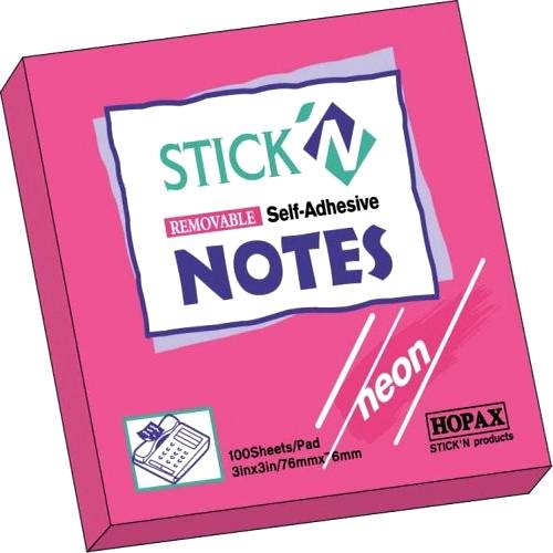 Notes autoadeziv 76 x 76 mm, 100 file, Stick”n, neon