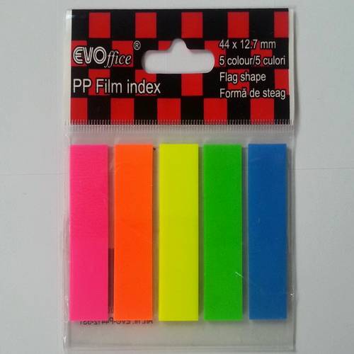 Stick index plastic, 5 culori neon, steag/sageata