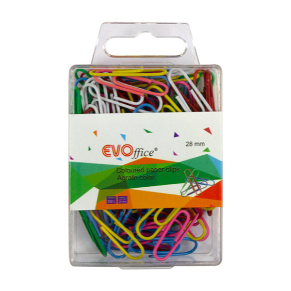 Agrafe color 28mm 100 buc/cutie plastic EVOffice