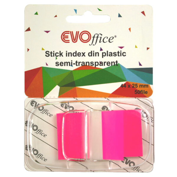 Stick index plastic cu dispencer 43.2*25.4mm, 1 cul neon 50file EVOffice