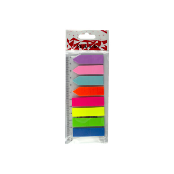 Stick index plastic cu rigla  44*12.7 mm 8 culori neon *25 file (4 steag+ 4 sageata) EVOffice