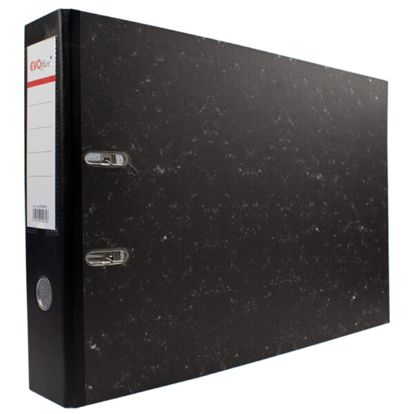 Biblioraft carton marmorat negru cu margine metalica, A3, landscape, 7.5 cm EVOffice