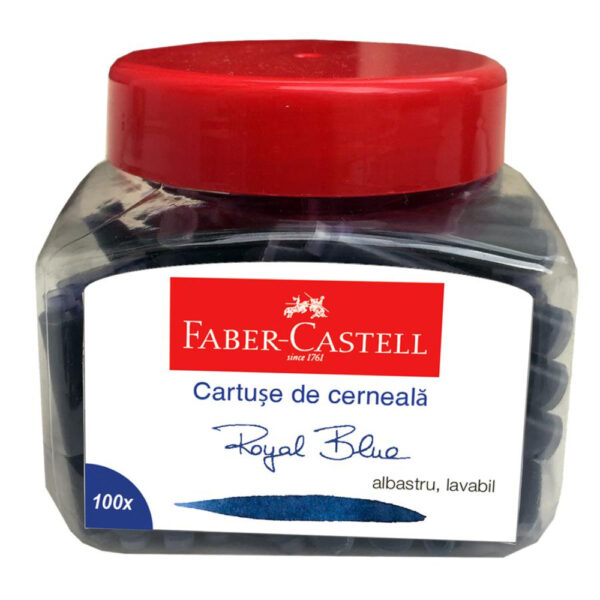 Cartuse Cerneala Mici Albastre 100buc/borcan Faber-Castell