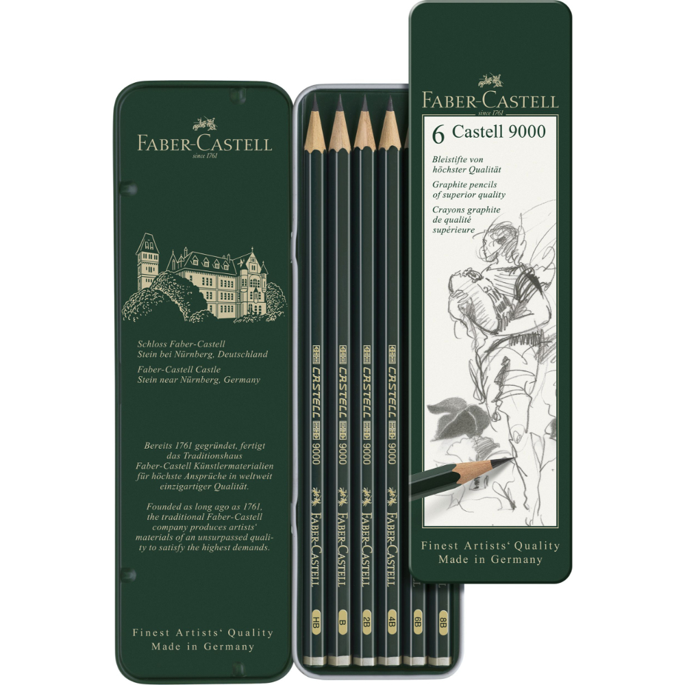 Set 6 Buc Creion Grafit Castell 9000 Faber-Castell Set 6 Buc Creion Grafit Castell 9000 Faber-Castell