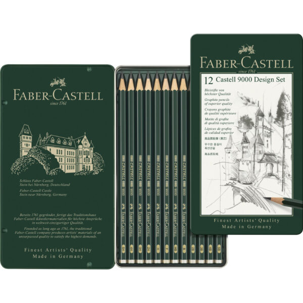 Set Design 12 Buc Creion Grafit Castell 9000 Faber-Castell