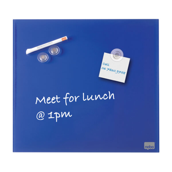 Tabla Magnetica Sticla 45*45 Cm Albastra+accesorii Diamond Nobo