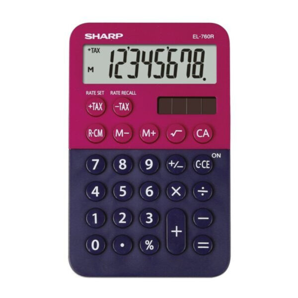 Calculator de birou,  8 digits, 120 x 76 x 23 mm, dual power, SHARP EL-760RBLA