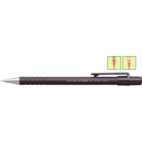 Creion mecanic PENAC RB-085M, rubber grip, 0.5mm, con si varf metalic – corp