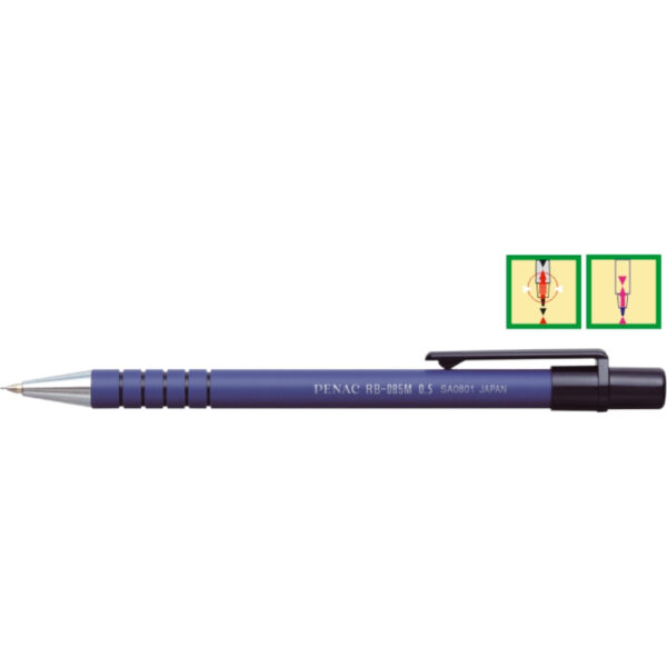 Creion mecanic PENAC RB-085M, rubber grip, 0.7mm, con si varf metalic – corp albastru