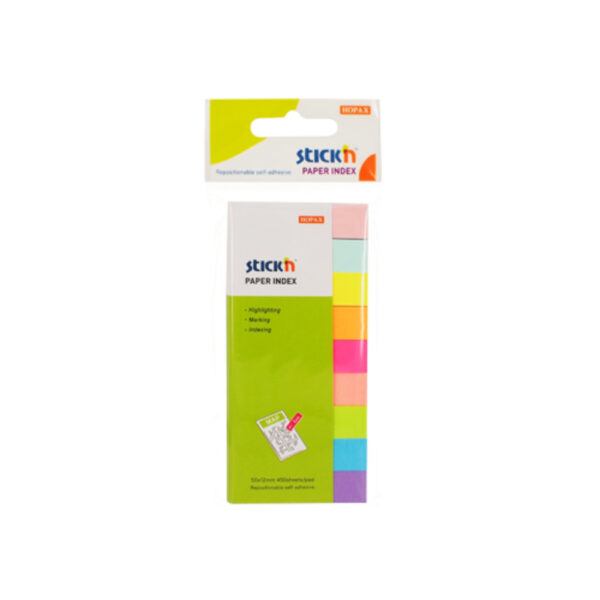 Stick index hartie color 50 x 12 mm, 9 x 50 file/set, Stick’n – 9 culori neon