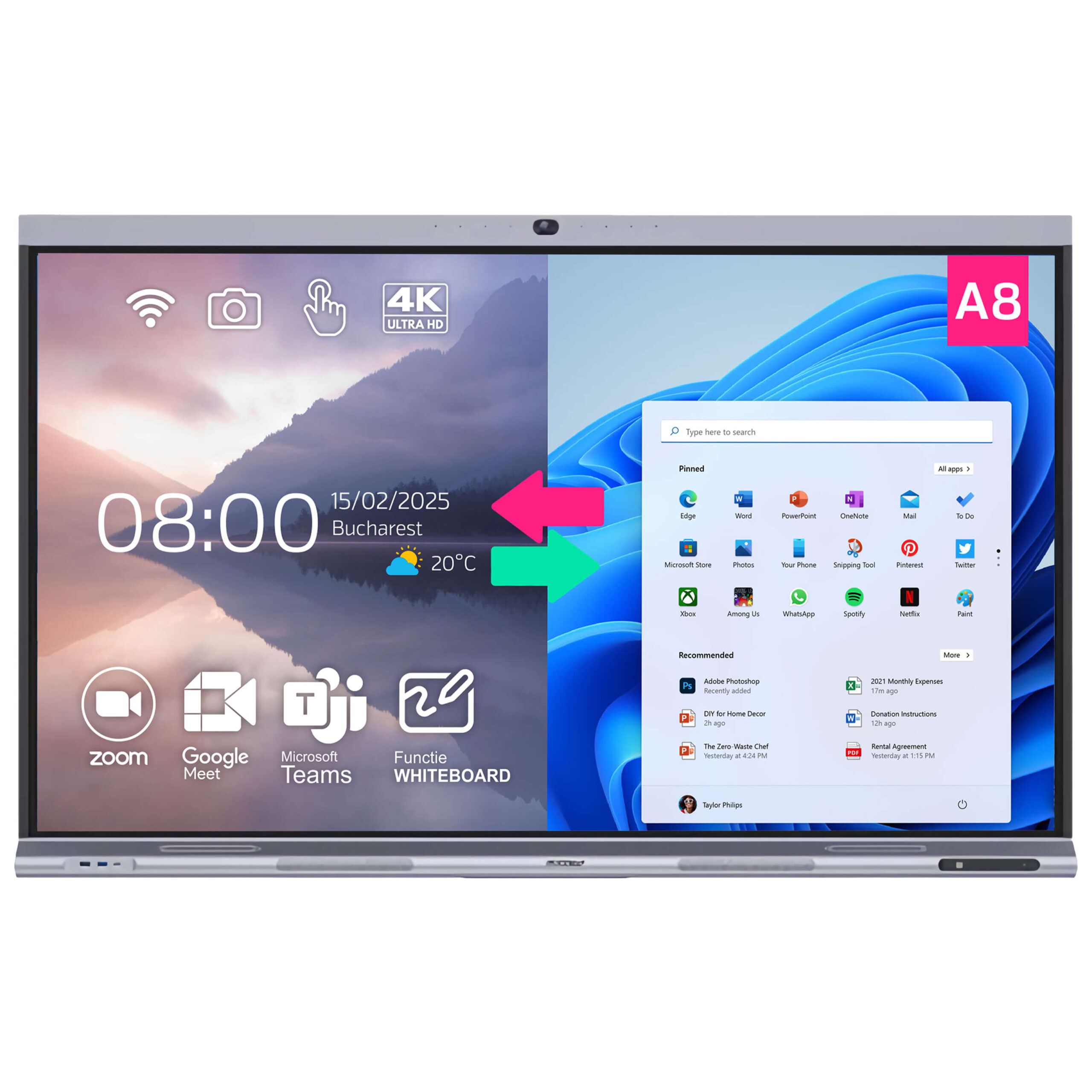Display interactiv 65” 4K, Visual Genius A8, Android 13, 8GB DDR4, 128GB memorie, 40 puncte de atingere, soft limba romana Display interactiv 65” 4K, Visual Genius A8, Android 13, 8GB DDR4, 128GB memorie, 40 puncte de atingere, soft limba romana